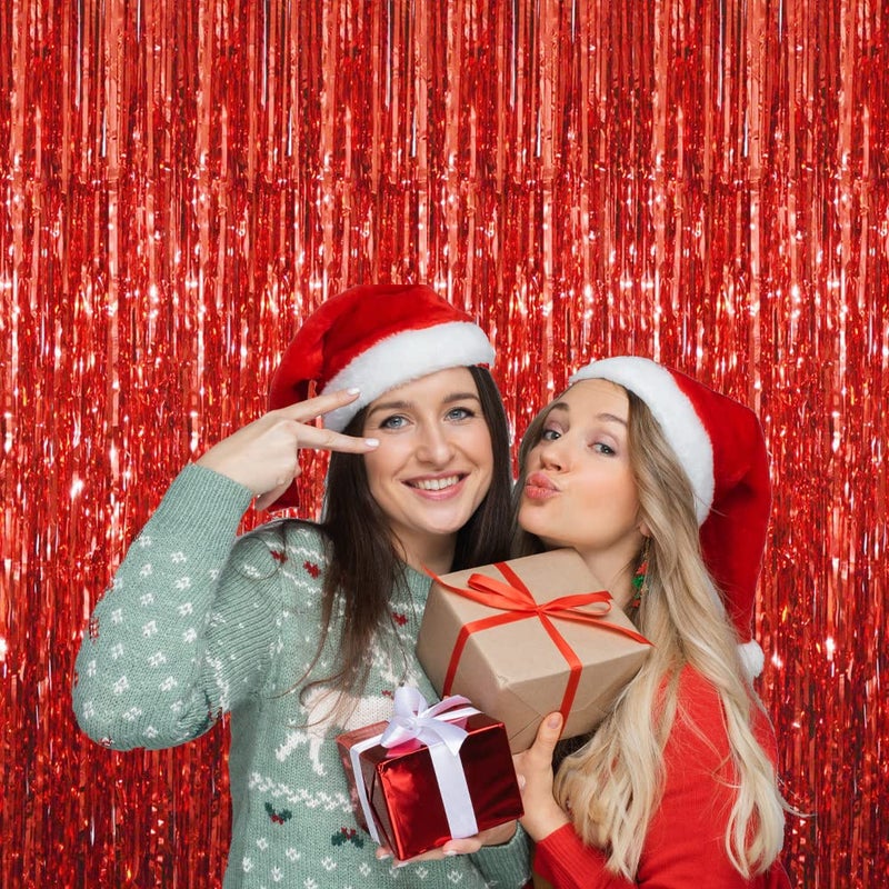 GOER 3.2 ft x 8.2 ft Metallic Tinsel Foil Fringe Curtains Party Photo Backdrop Party Streamers for Birthday,Graduation,New Year Eve Decorations Wedding Decor (1 Pack, Red) - Image 5